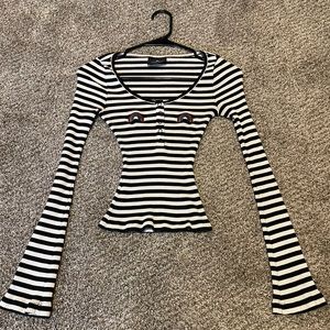 Lazy Oaf black and white striped long sleeve top